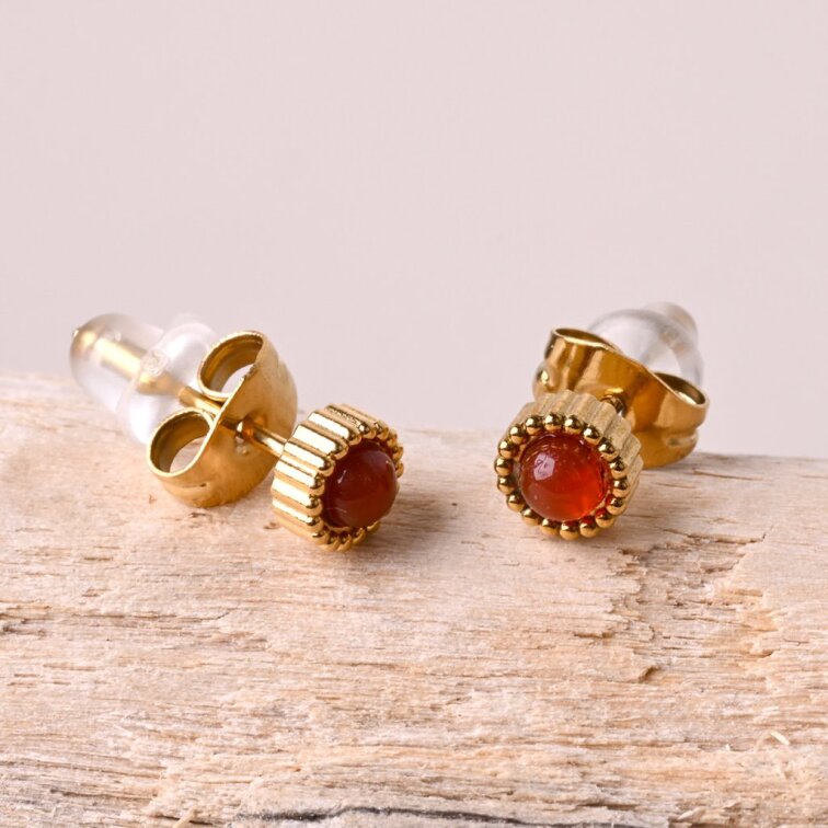 Náušnice oceľové s červeným achátom 41016.3