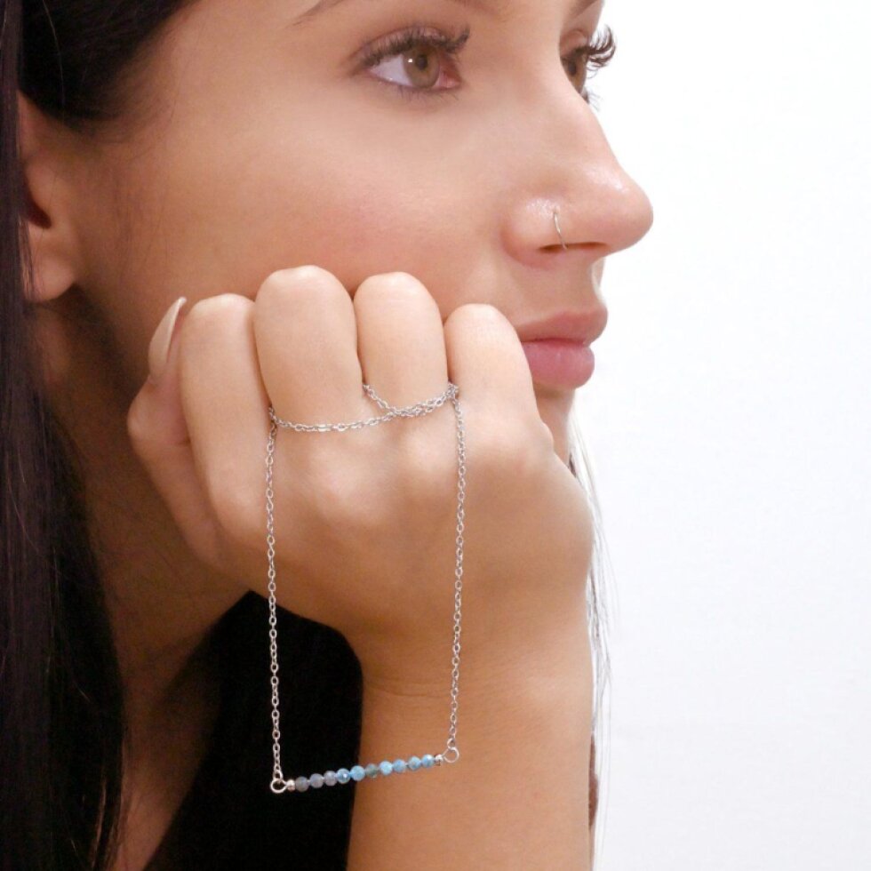 Ocelový náhrdelník tyrkysový 42038.3