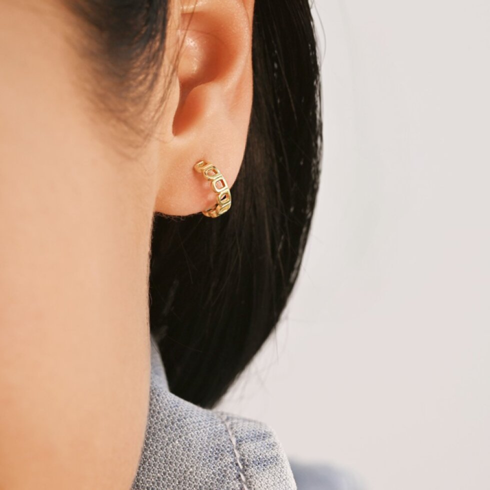 Pozlacené náušnice elegantní půlkruhy 61165