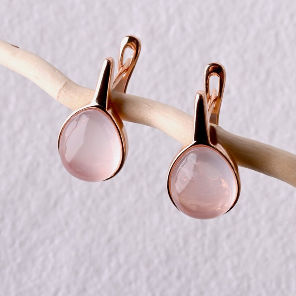 Pozlátené náušnice kvapky s ruženínom 11730.3 rose gold