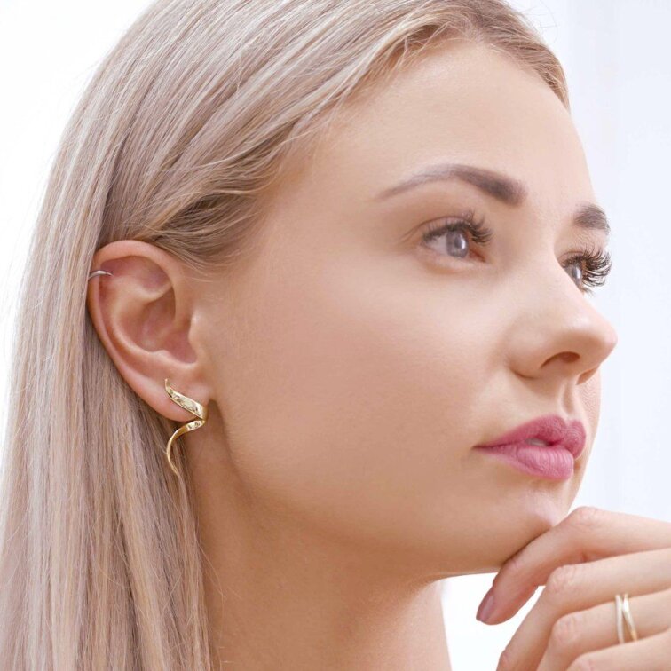 Pozlátené náušnice vlnky 61149