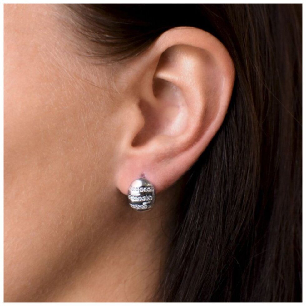 Stříbrné náušnice visací se zirkonem v bílé barvě 11236.1