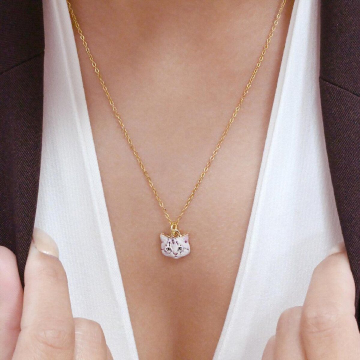 Ocelový náhrdelník kočka 42042.1