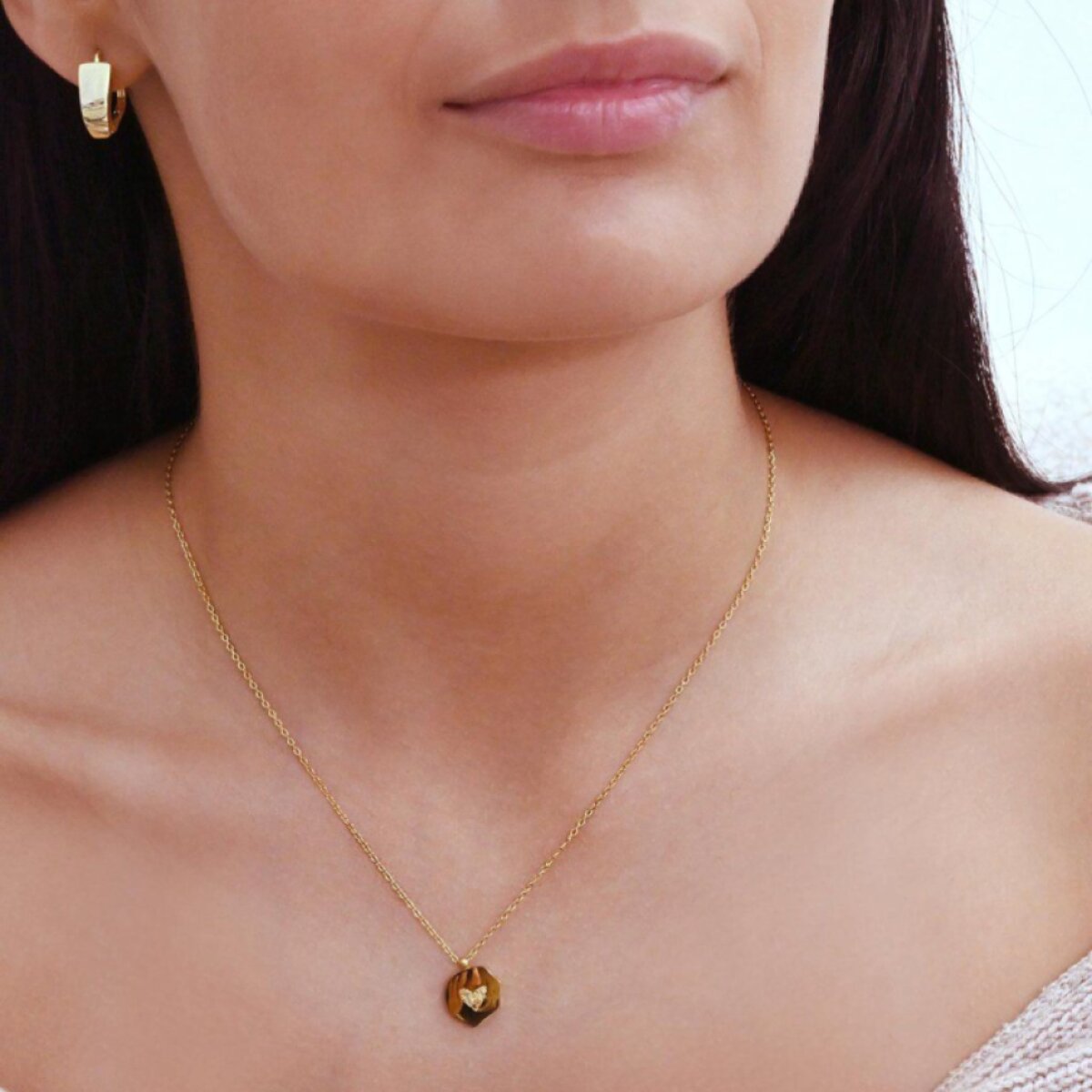 Ocelový náhrdelník placka 42041.1