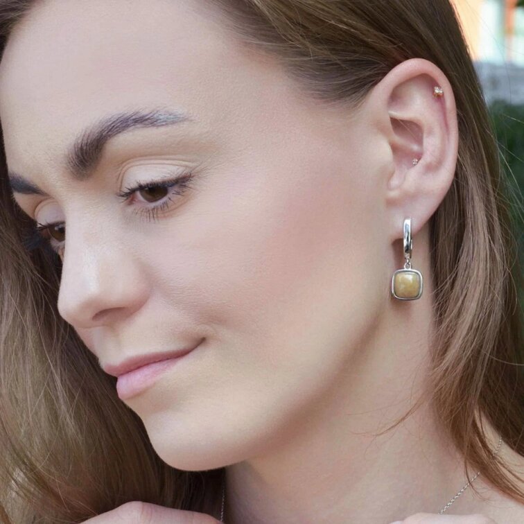 Strieborné visiace náušnice s fosílnym koralom 11738.3