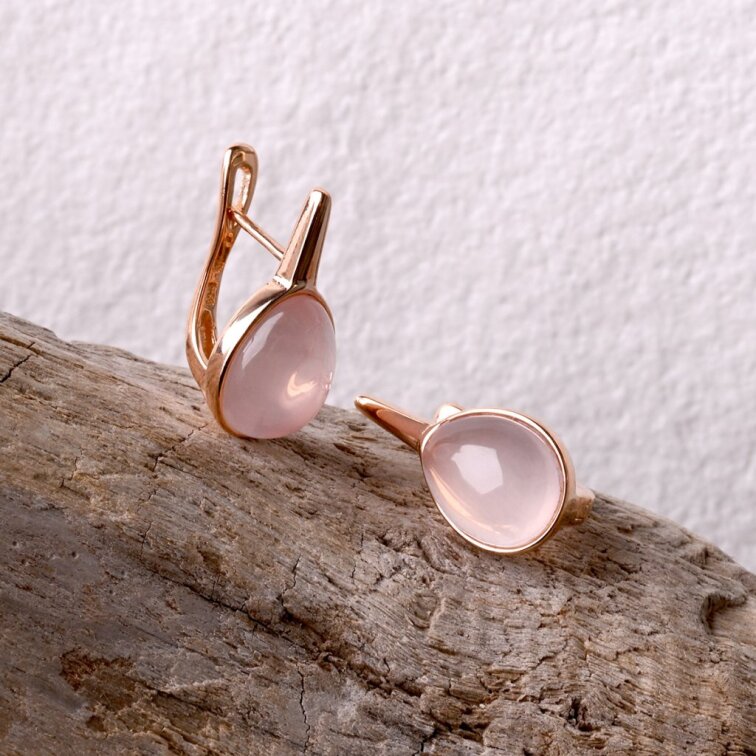 Pozlátené náušnice kvapky s ruženínom 11730.3 rose gold