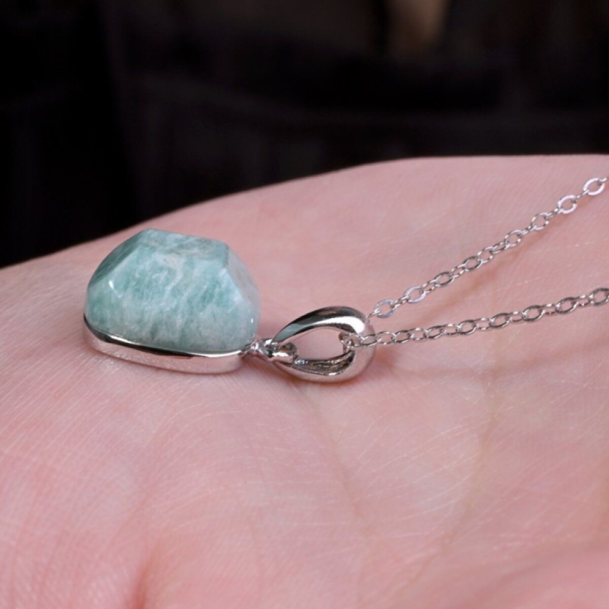 Stříbrný náhrdelník s amazonitem 12165.3