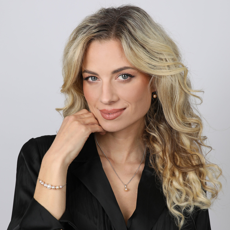 Stříbrný náramek s barevnými říčními perlami 23024.3 multi