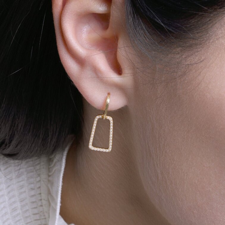 Pozlátené visiace náušnice obdĺžniky 11811.1