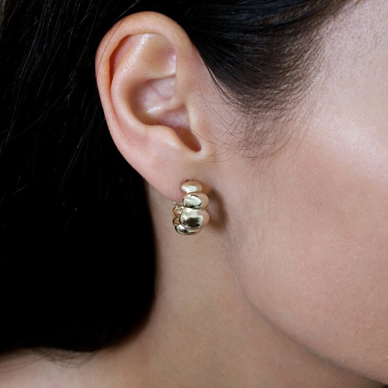 Pozlacené náušnice elegantní půlkruhy 61163