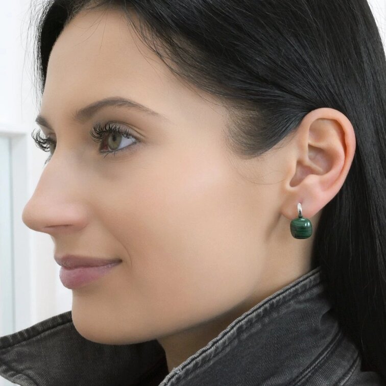 Strieborné náušnice s malachitom 11732.3
