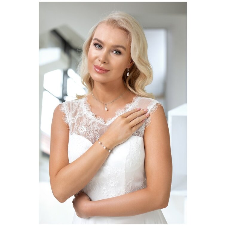 Perlový náramek z pravých říčních perel bílý 23008.1