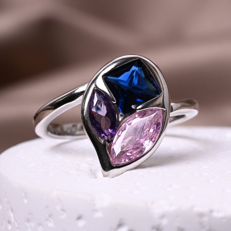 Stříbrný prsten se zirkony 15040.3