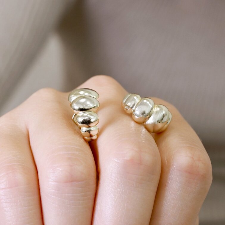 Pozlacené náušnice elegantní půlkruhy 61163