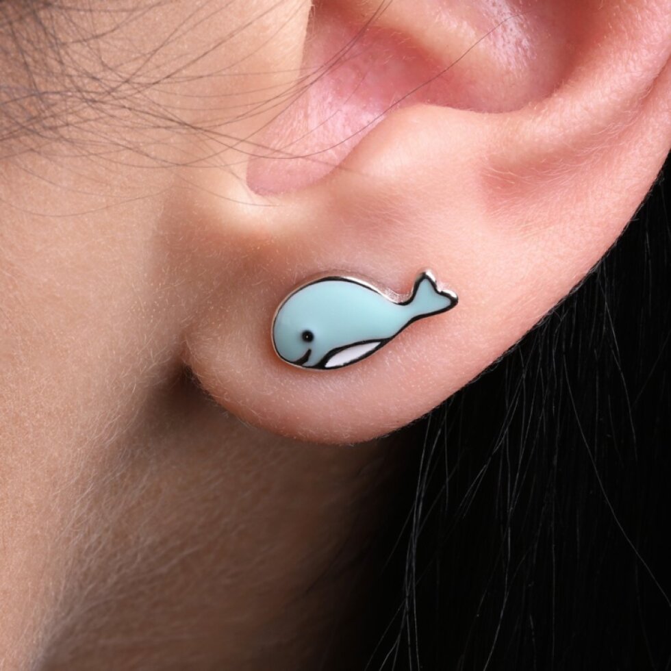 Stříbrné náušnice velrybky 61142