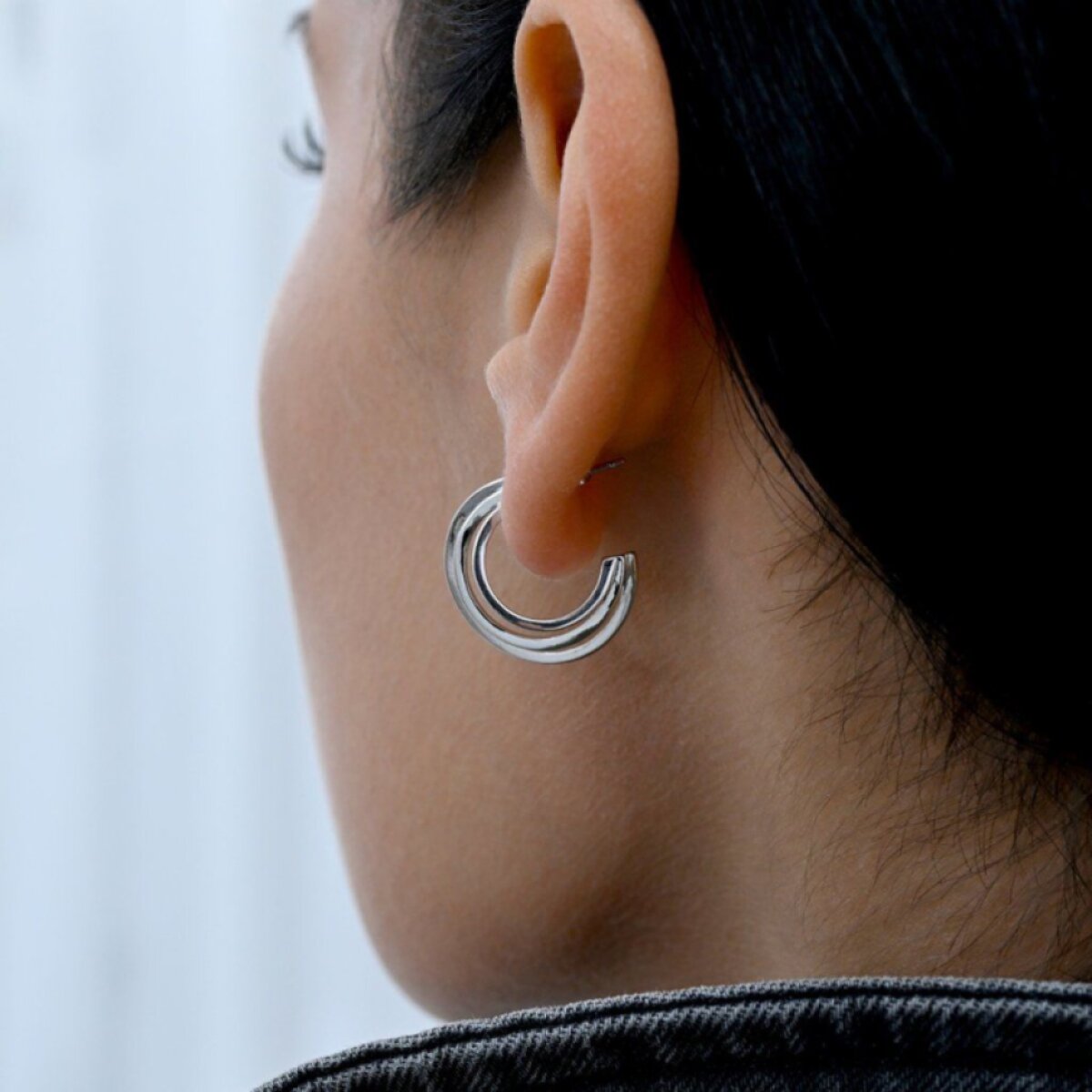 Strieborné náušnice tri kruhy 61020