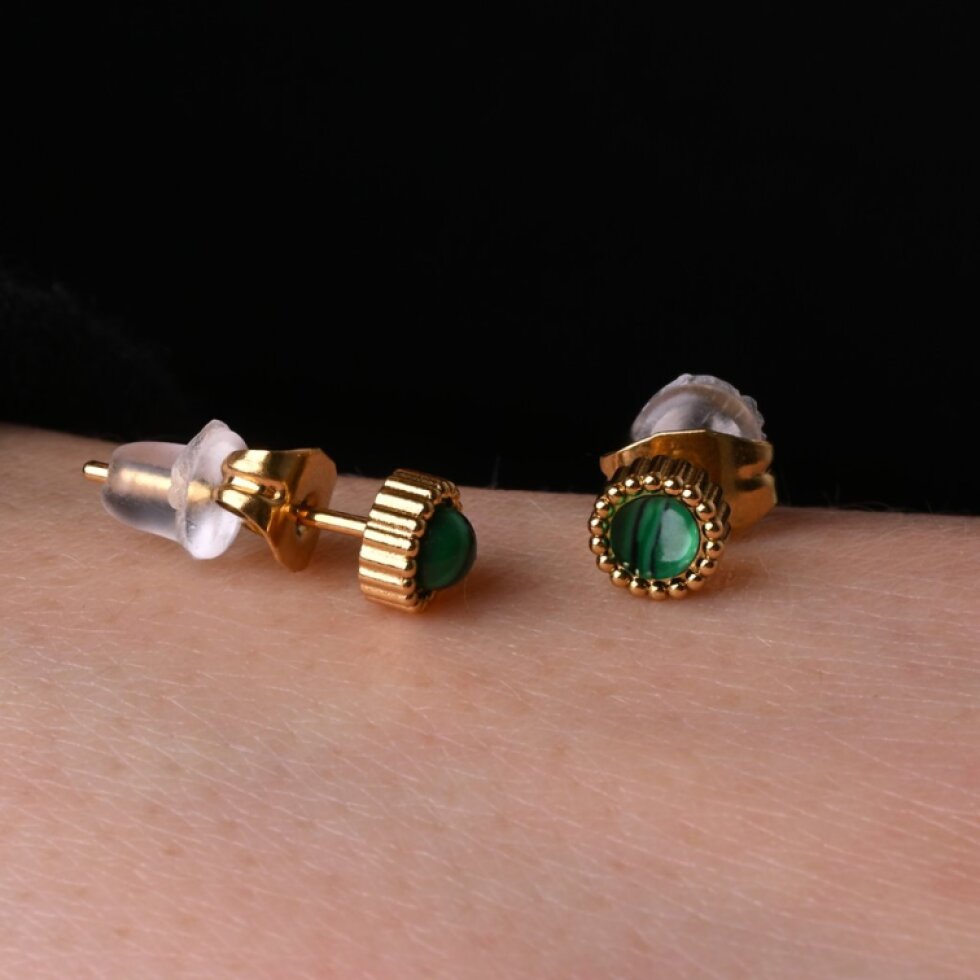 Náušnice oceľové s africkým malachitom 41016.3