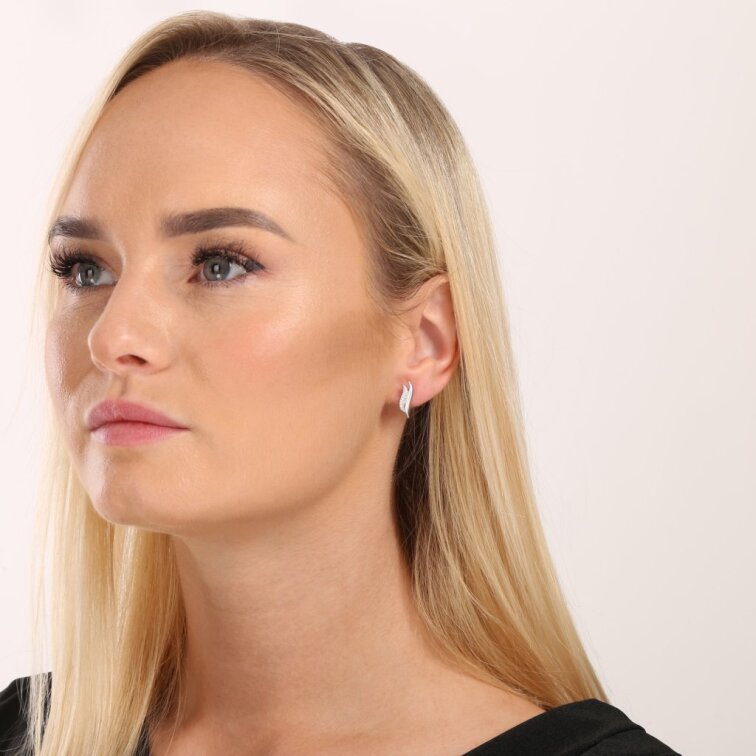 Stříbrné náušnice pecky s bílými zirkony 11446.1