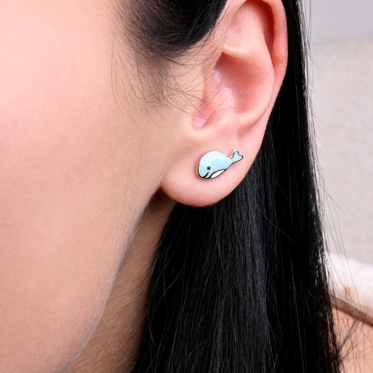 Stříbrné náušnice velrybky 61142