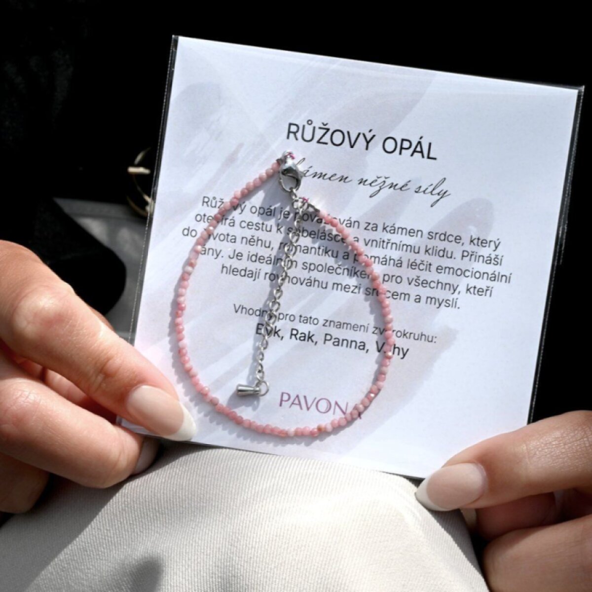Náramok s ružovými opálmi 43055.3 oceľ