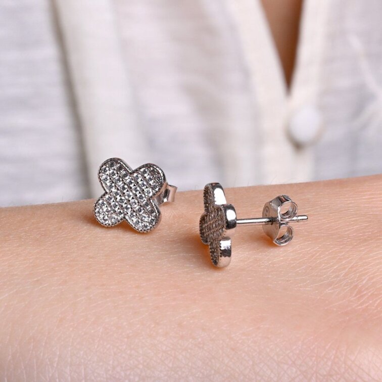 Strieborné náušnice štvorlístky 11763.1