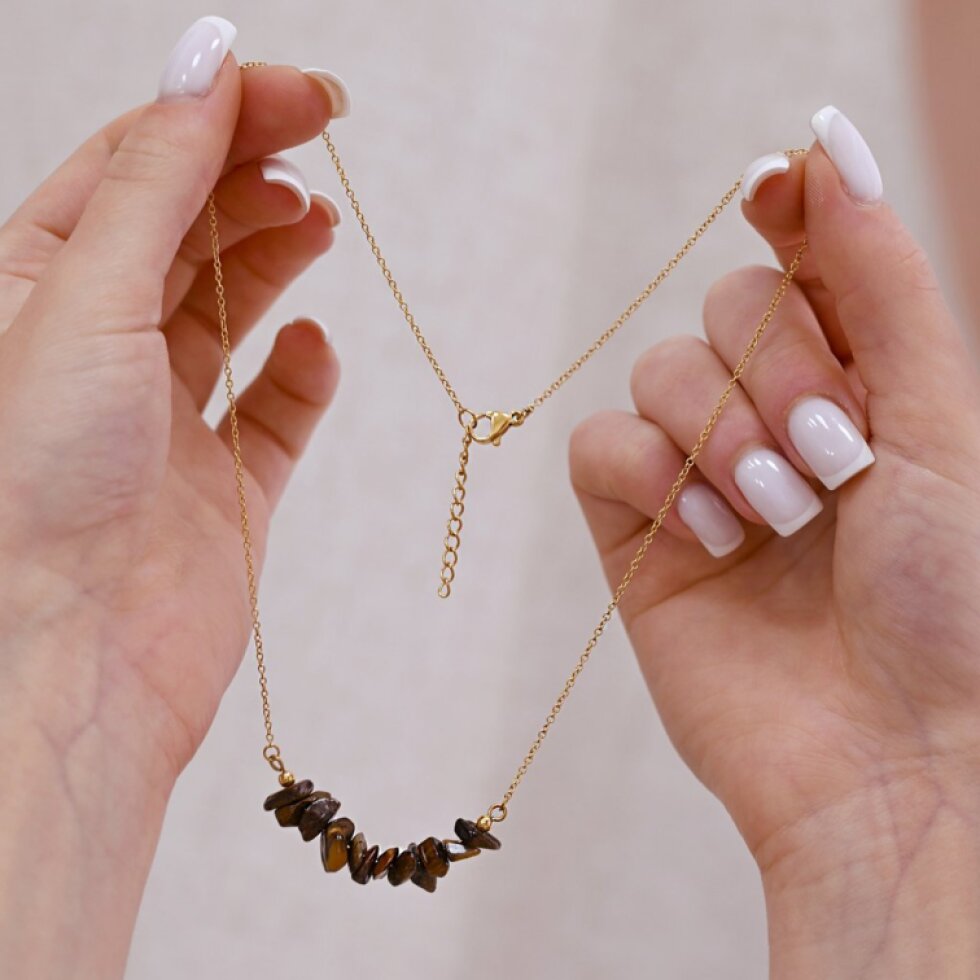 Náhrdelník s kamenem tygří oko 42037.3 ocel