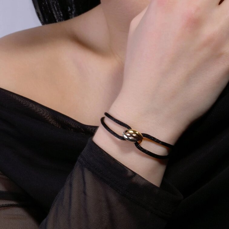 Kabbalah náramok s trojfarebnými krúžkami 13092.3 čierny