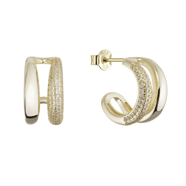 Pozlacené dvojité kruhy se zirkony 11770.1