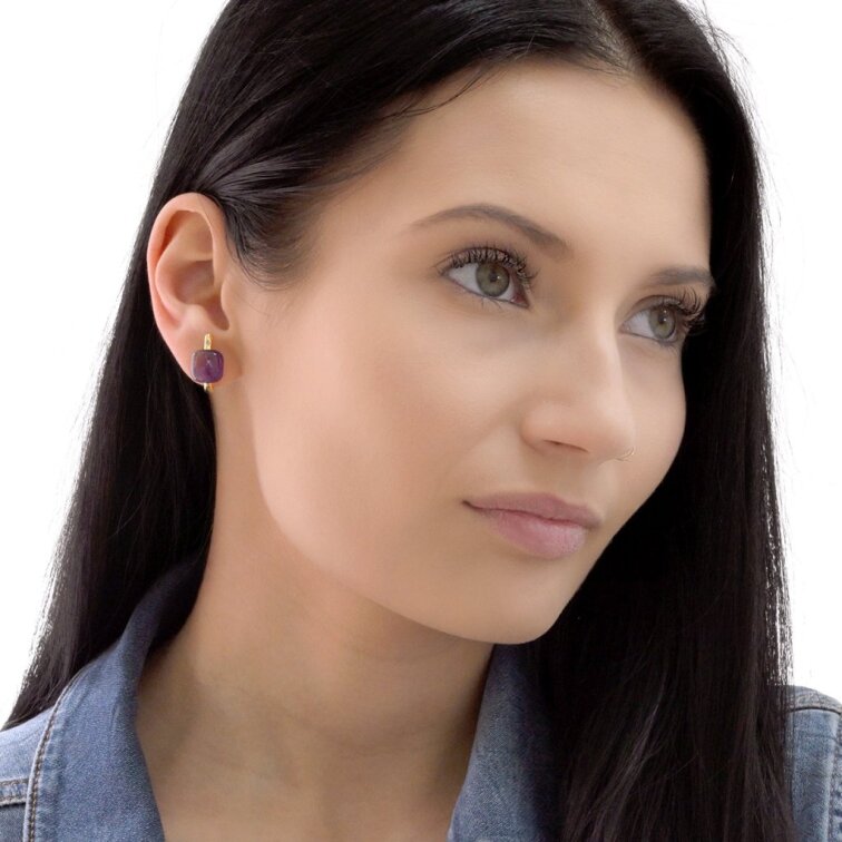 Pozlátené náušnice s ametystom 11731.3