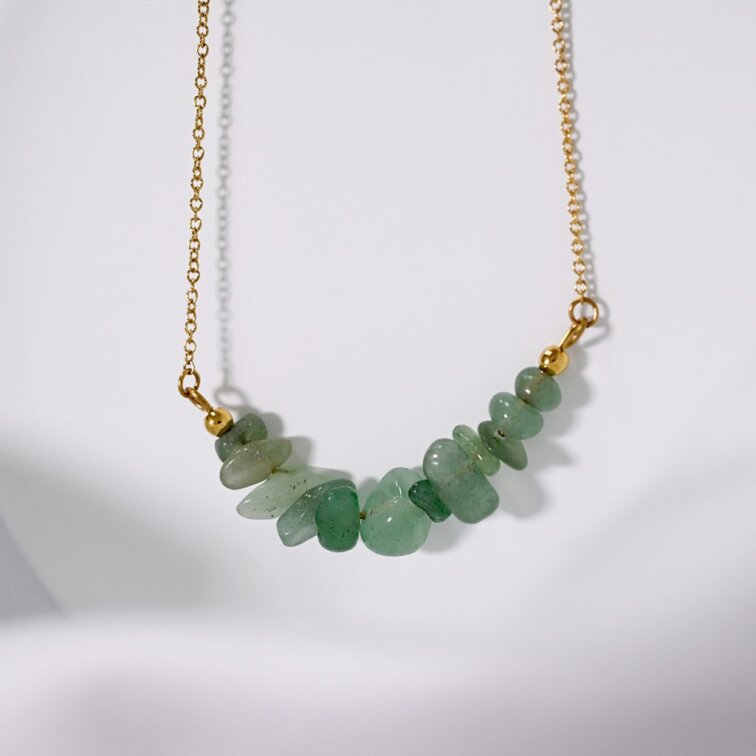 Náhrdelník s kamenem zelený avanturín 42037.3 ocel