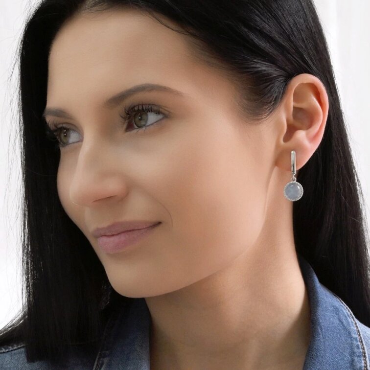 Strieborné visiace náušnice s akvamarínom 11734.3