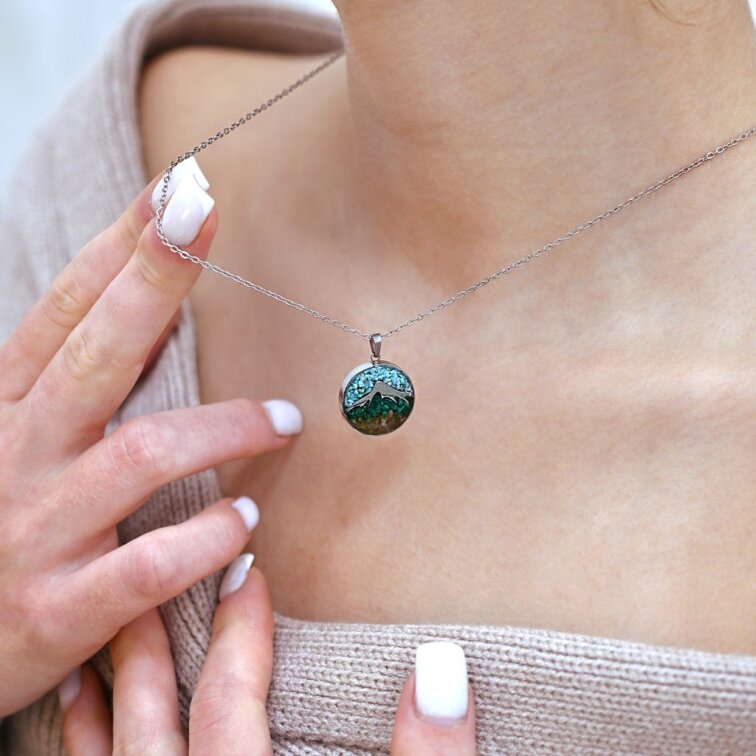 Náhrdelník hory s tyrkysem a malachitem 42040.3 ocel