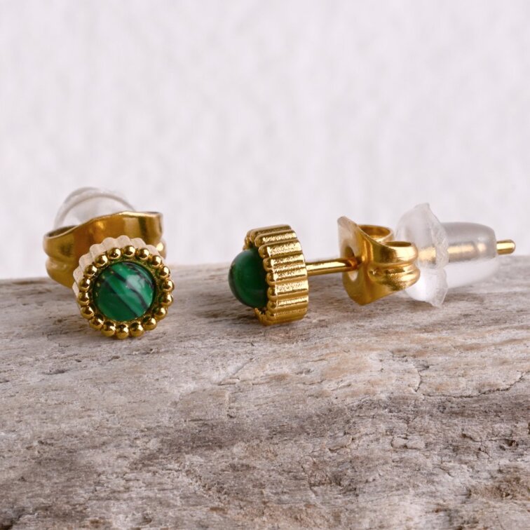 Náušnice oceľové s africkým malachitom 41016.3