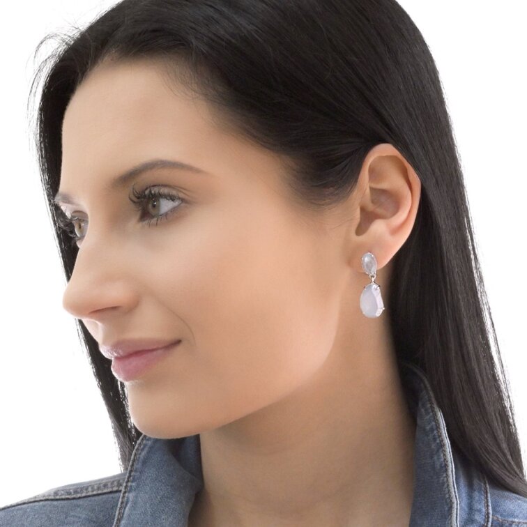 Strieborné náušnice s akvamarínom a chalcedónom 11740.3