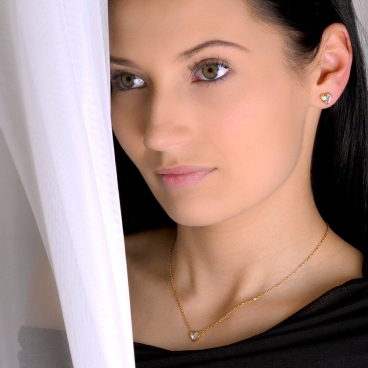 Náušnice srdíčka s krystalem 41029.1 gold