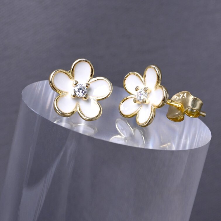 Pozlátené náušnice kvietky 11753.1