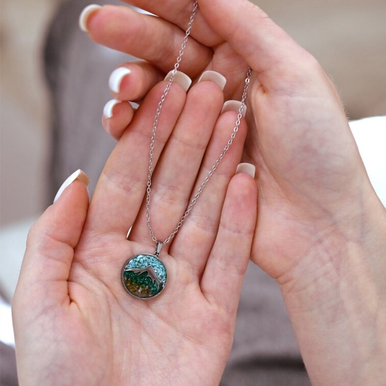 Náhrdelník hory s tyrkysem a malachitem 42040.3 ocel