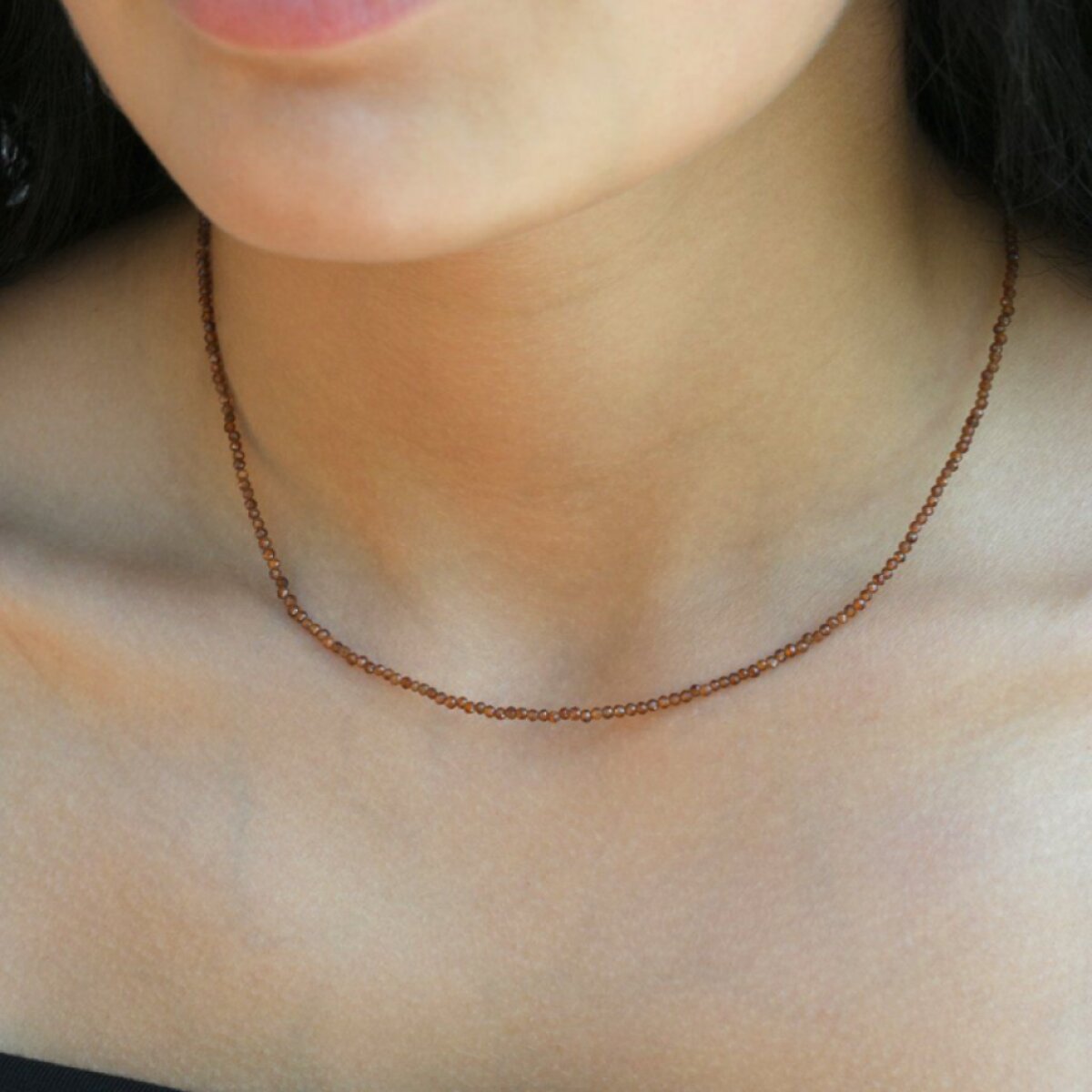 Náhrdelník so smoky quartz kamene 42012.3 oceľ
