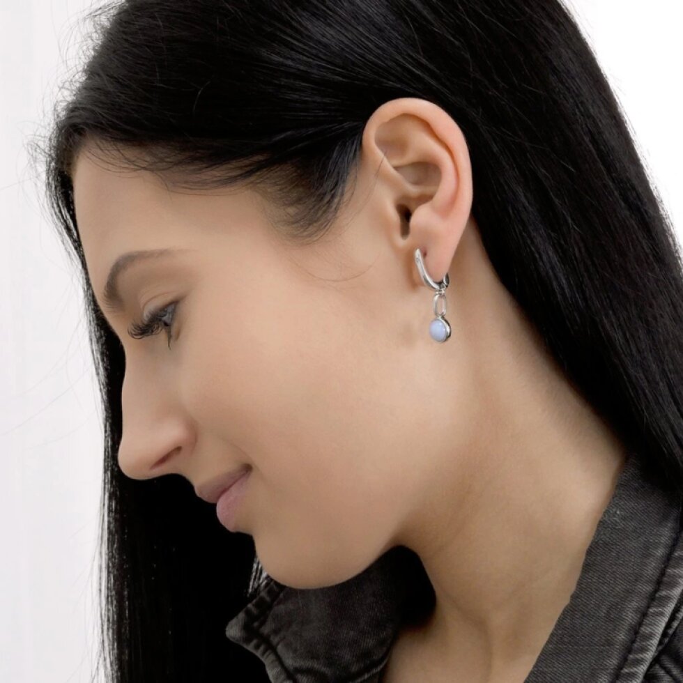 Strieborné visiace náušnice s čipkovaným achátom 11736.3