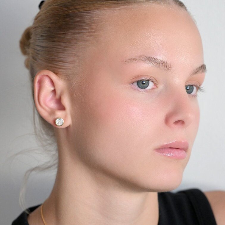 Pozlacené náušnice pecky se zirkonem bílé kulaté 11406.1