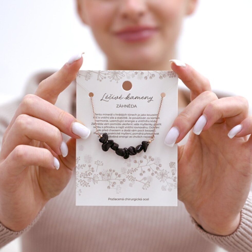 Náhrdelník se záhnědou 42037.3 růžová ocel