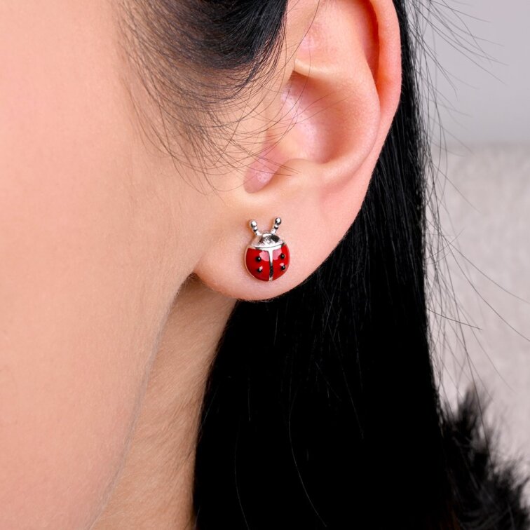 Stříbrné náušnice berušky 61141