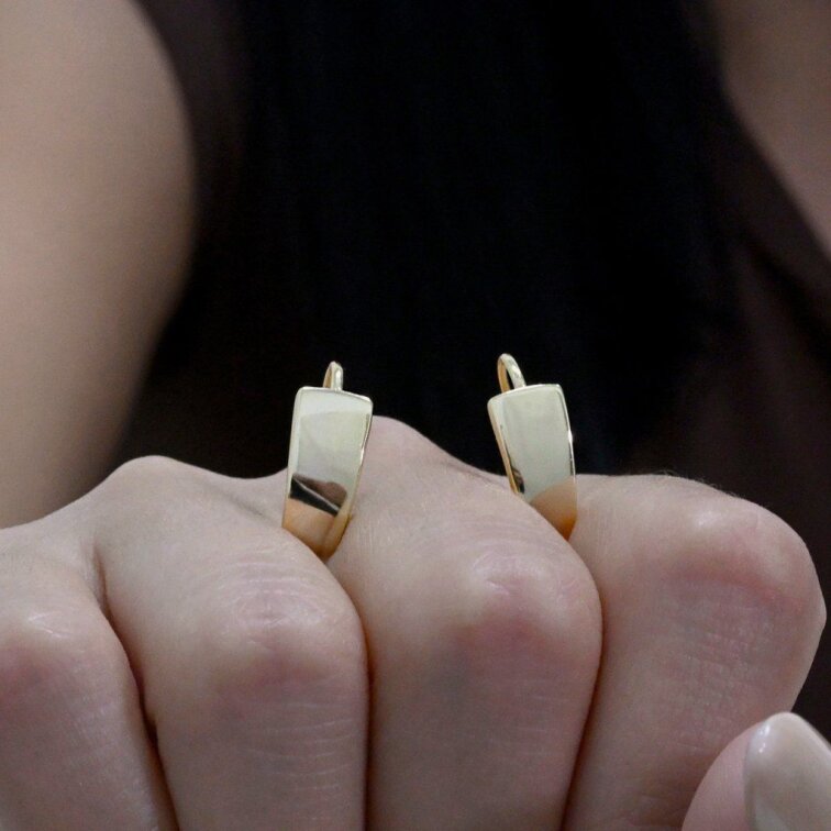 Pozlátené Strieborné Náušnice 61072 - Elegantné Kruhy s Klapkou