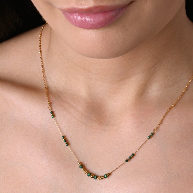 Náhrdelník oceľový s africkým malachitom 42031.3