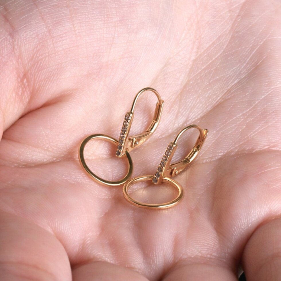 Pozlátené strieborné náušnice visiaci krúžok 11539.1