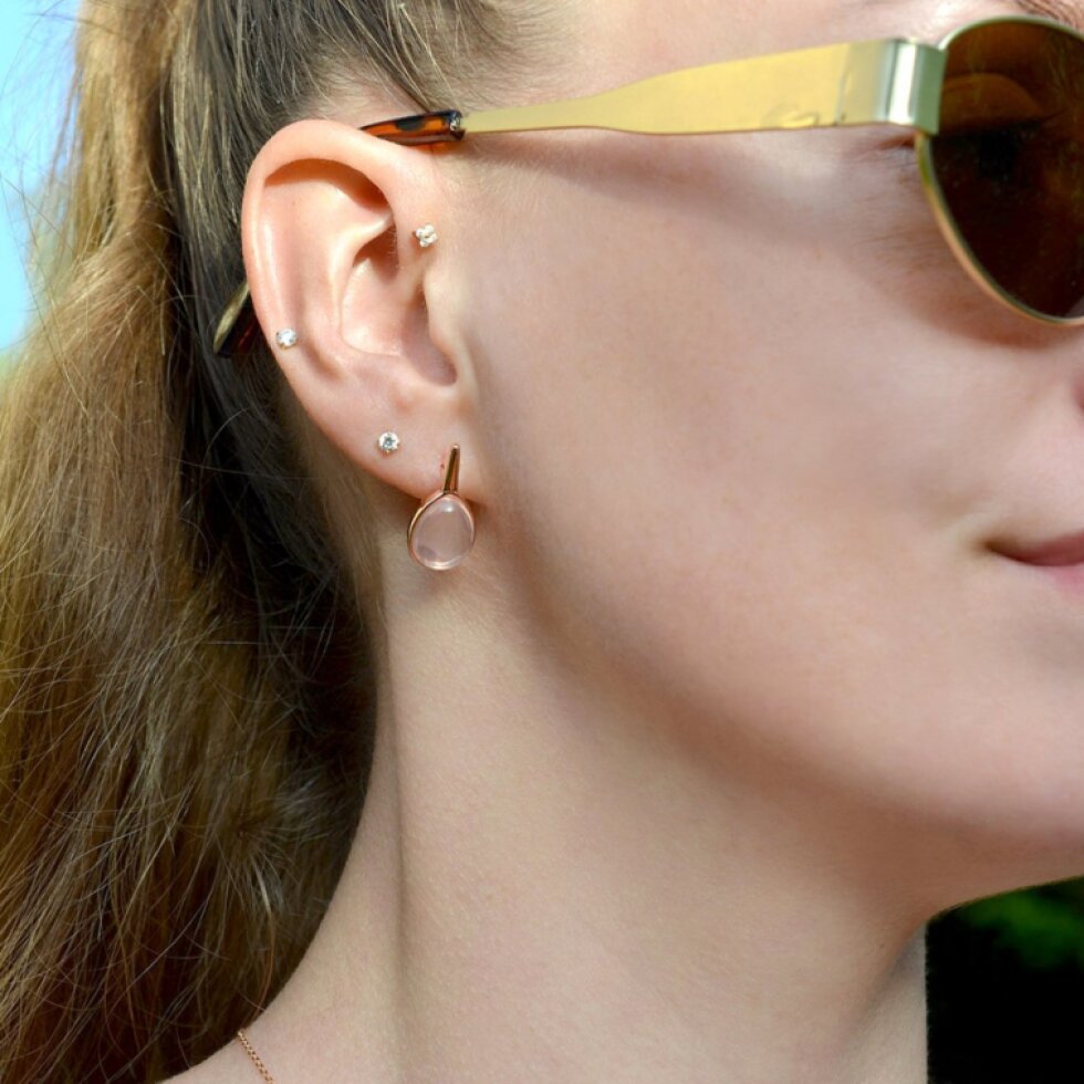 Pozlátené náušnice kvapky s ruženínom 11730.3 rose gold