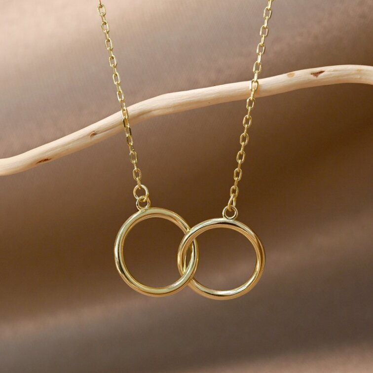 Pozlacený stříbrný náhrdelník s kroužky 62026
