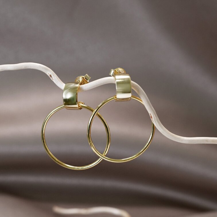 Pozlacené náušnice visací kruhy 61167