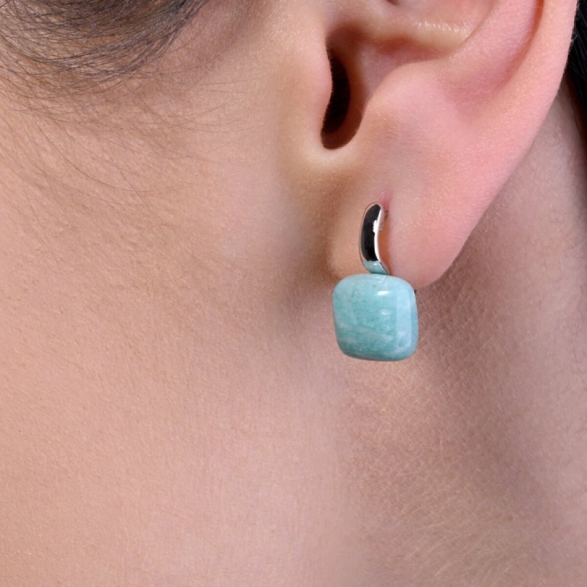 Stříbrné náušnice s amazonitem 11732.3