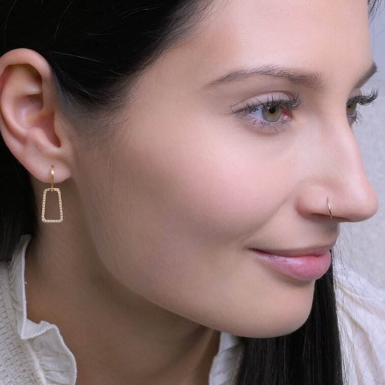 Pozlátené visiace náušnice obdĺžniky 11811.1